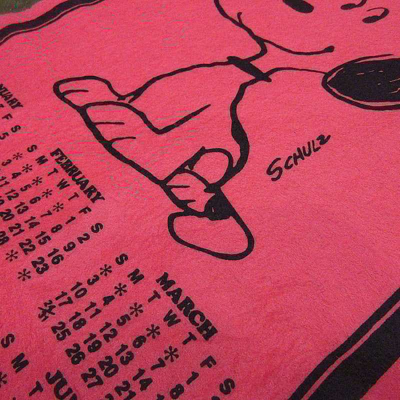 ビンテージ70's○スヌーピー1974年フェルトカレンダー ピンク