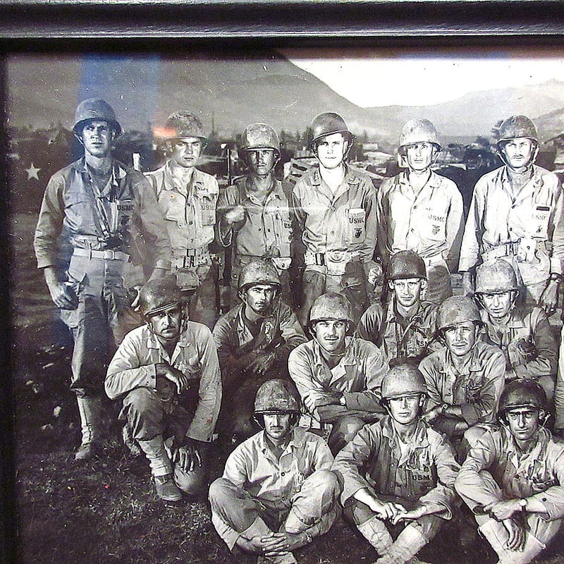 ビンテージ40's○USMC額入りミリタリーフォト○210828s6-sign 1940s W