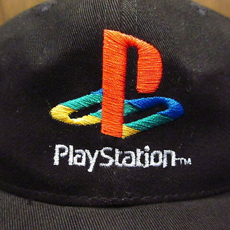 ビンテージ90's○DEADSTOCK PlayStation刺繍キャップ黒○201220n5
