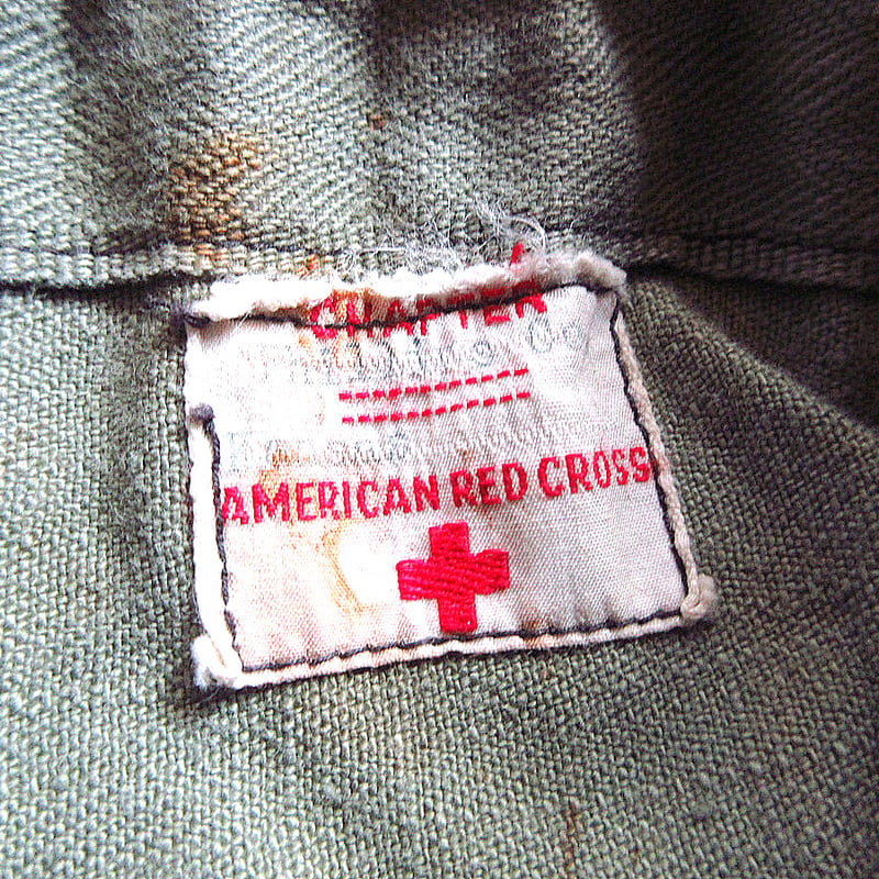 ビンテージ-40's○AMERICAN RED CROSS HBT巾着バッグ○241205k2