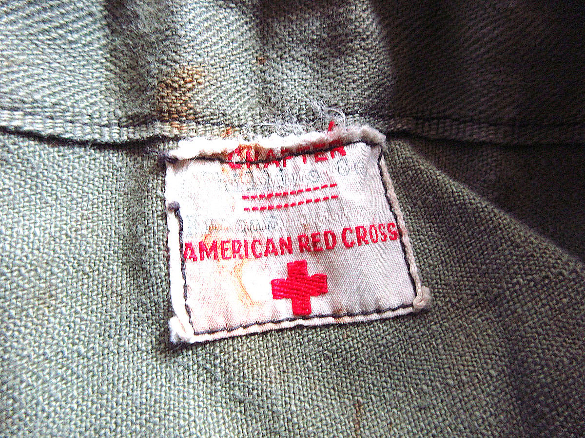 ビンテージ-40's○AMERICAN RED CROSS HBT巾着バッグ○241205k2