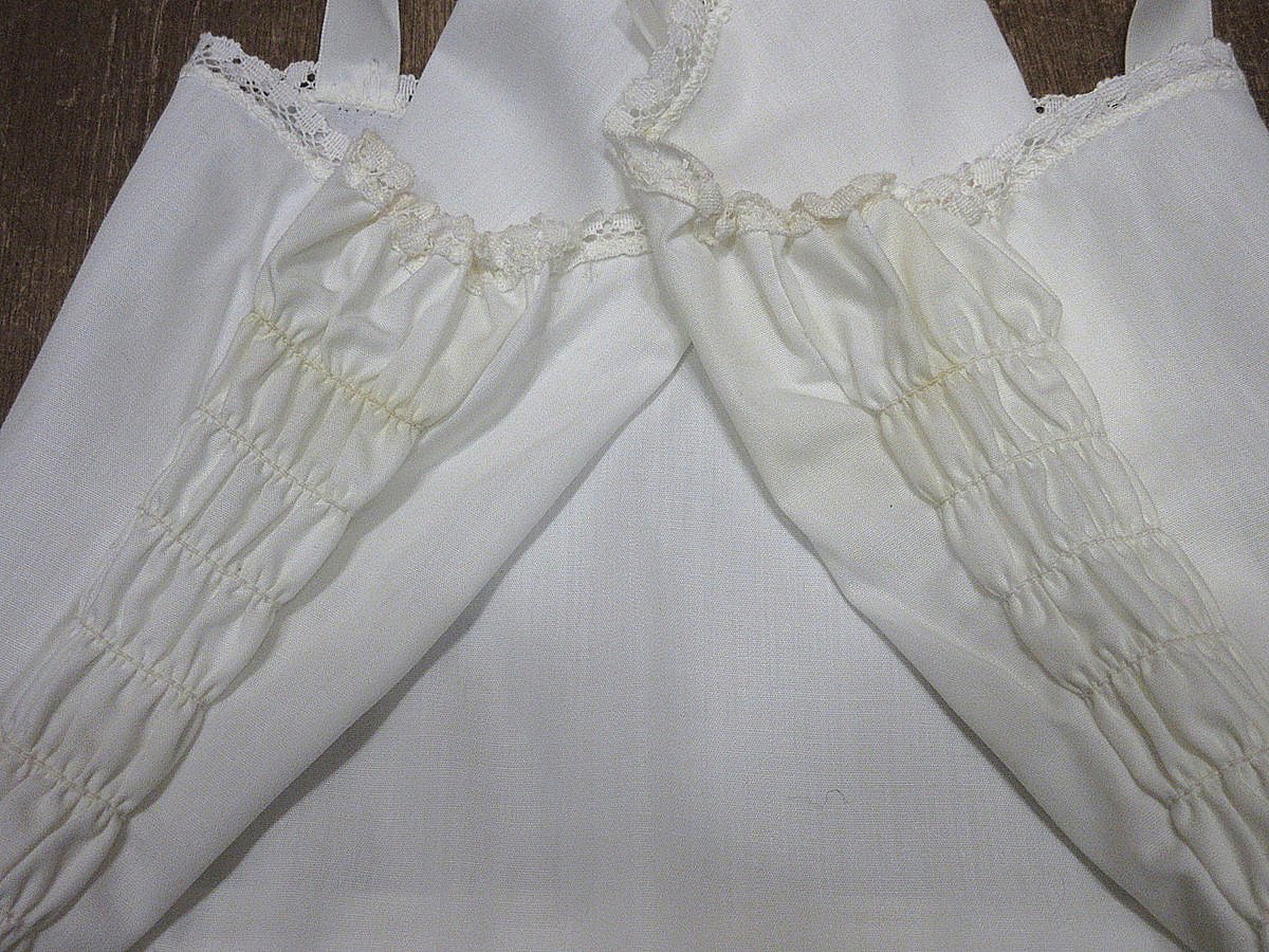 アンティーク ビンテージ 70s USA ミルキーホワイト レース ドレス 美品 ビンテージ~70's○Her Majestyレース付きスリップ白size 14○241027i