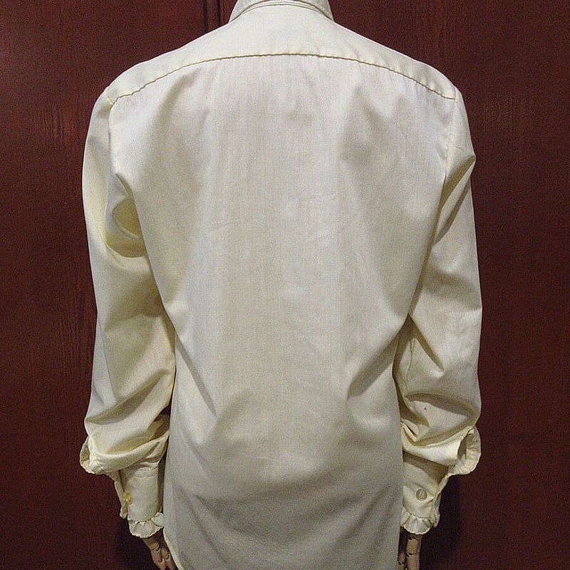 ビンテージ70's○after Sixフリルドレスシャツ黄size S4