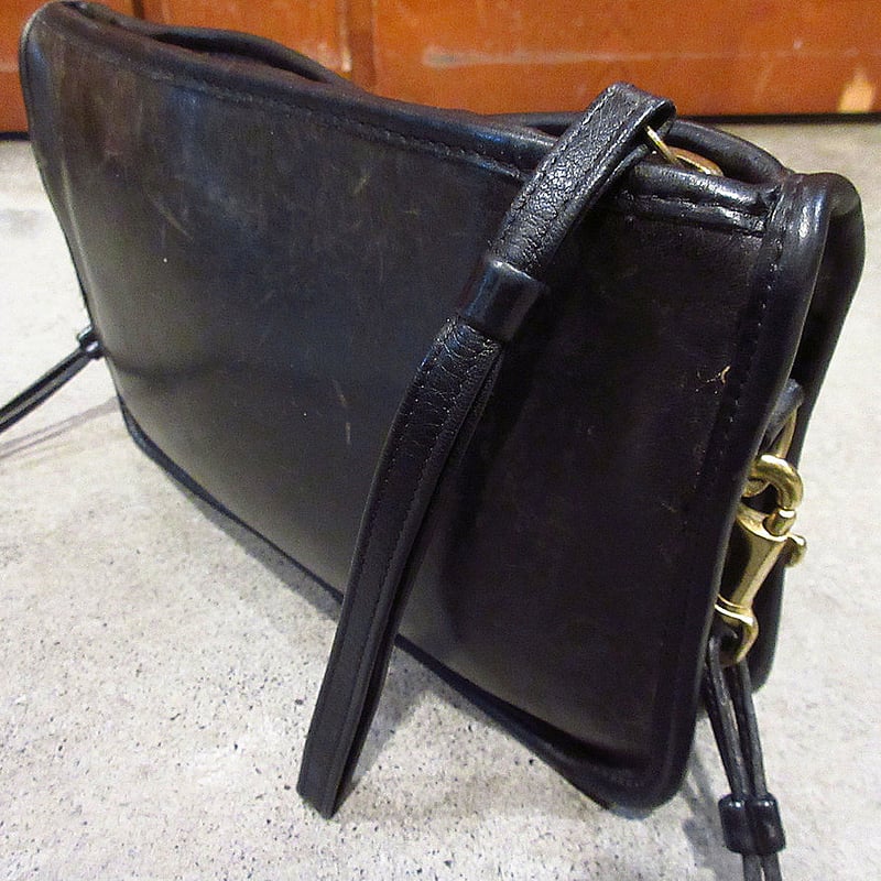 ビンテージ○オールドコーチレザーショルダーバッグ黒○240703i7-bag