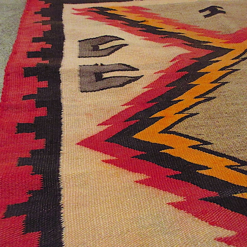 ビンテージ~40's○ナバホラグsize 84cm×91cm○210823r8-rug