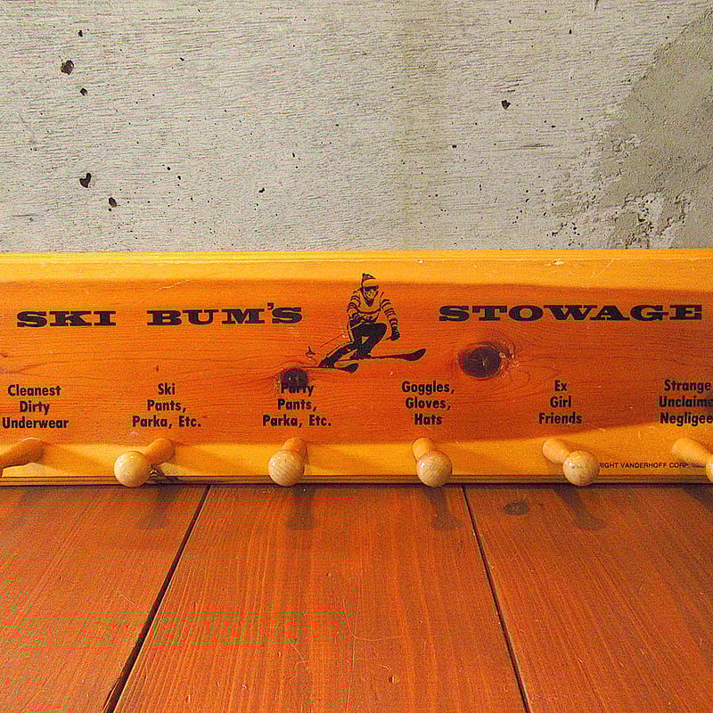 ビンテージ80's○SKI BUM'S STOWAGEウッドウォールフック