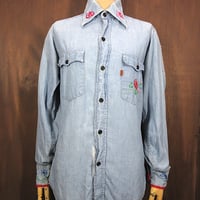 ビンテージ40's○HANOVERマチ付きワークシャツカーキ○211105r3-m-lssh-