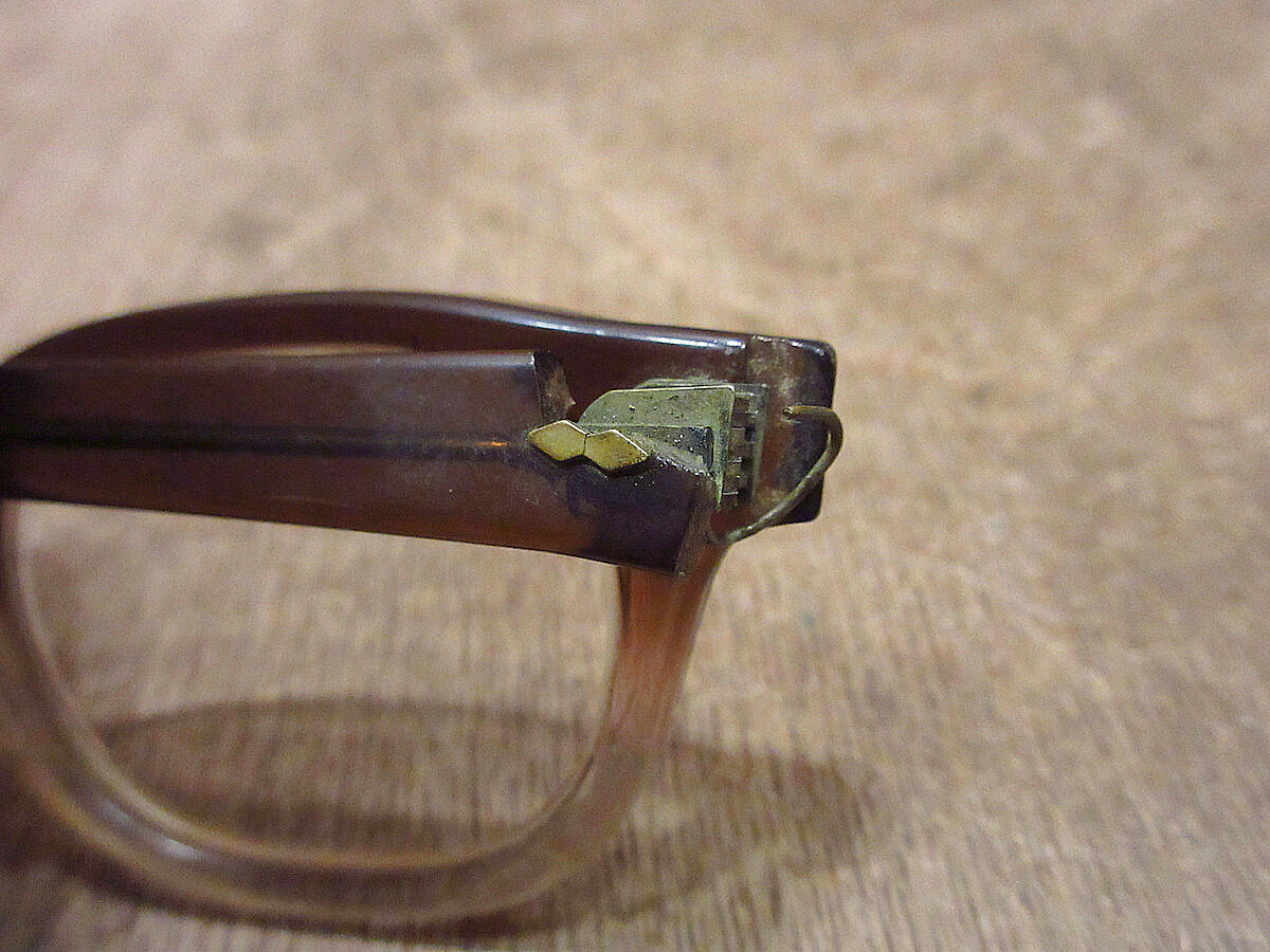 推定50年代 B＆L ブラウンウッド ブローフレーム 1/10 12kgf ビンテージ50's60's○ウェリントンブロー眼鏡茶○230924i8-eygls