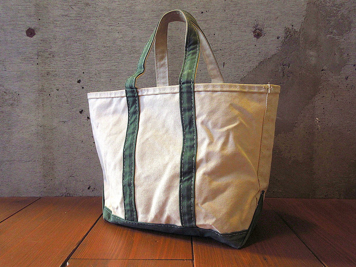 L.L.Bean刺繍入りキャンバストートバッグ緑×生成り○240309k8-bag-tt 