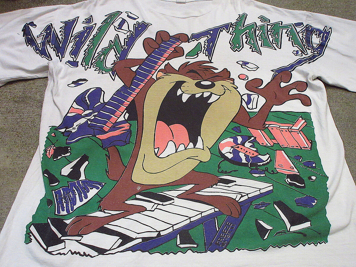 90s ルーニーテューンズ タズ ポーキーピッグ 相撲 両面プリント Tシャツ 90s ルーニーテューンズ タズ ポーキーピッグ 相撲 両面プリント