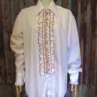 after Six フリルシャツ ビンテージ70's○after Sixフリルドレスシャツピンクsize 16