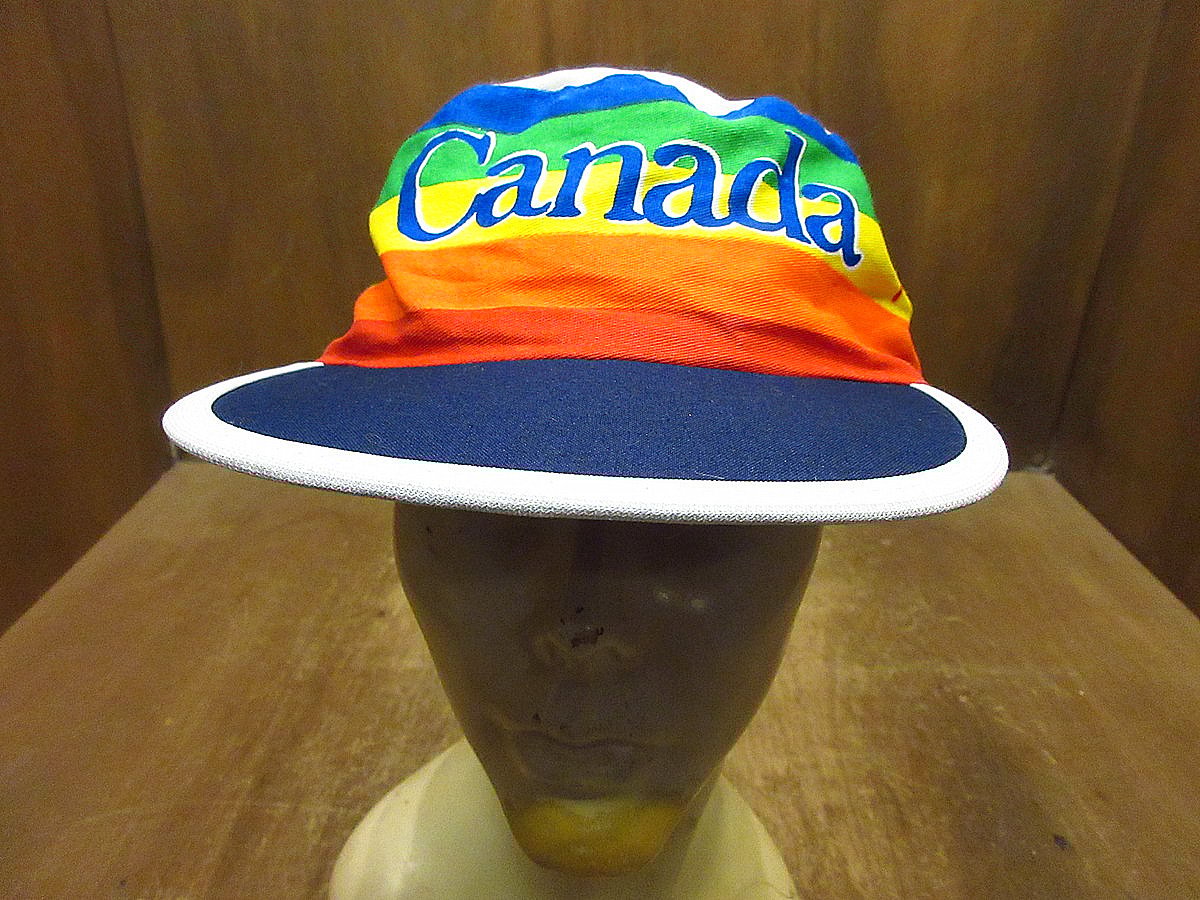 ビンテージ80's○DEADSTOCK CANADAレインボーペインターキャップ