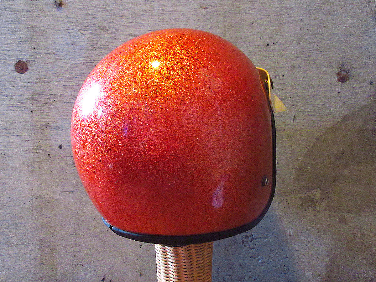 ビンテージ70's○バイザー付きジェットヘルメットメタリックオレンジ
