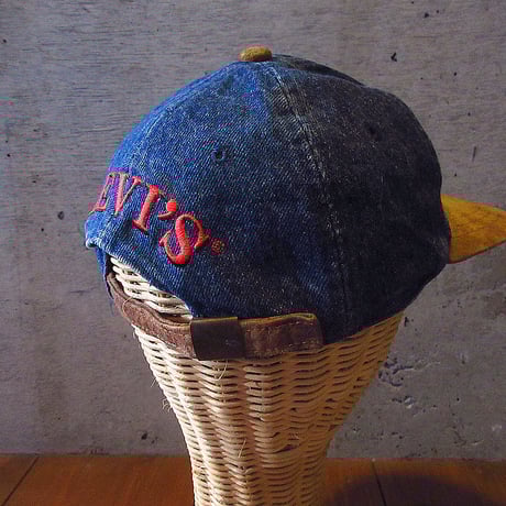 ビンテージ90’s00’s●Levi’s刺繍入り6パネルキャップ紺×茶●250108j5-m-cp-bb古着1990s2000sリーバイス