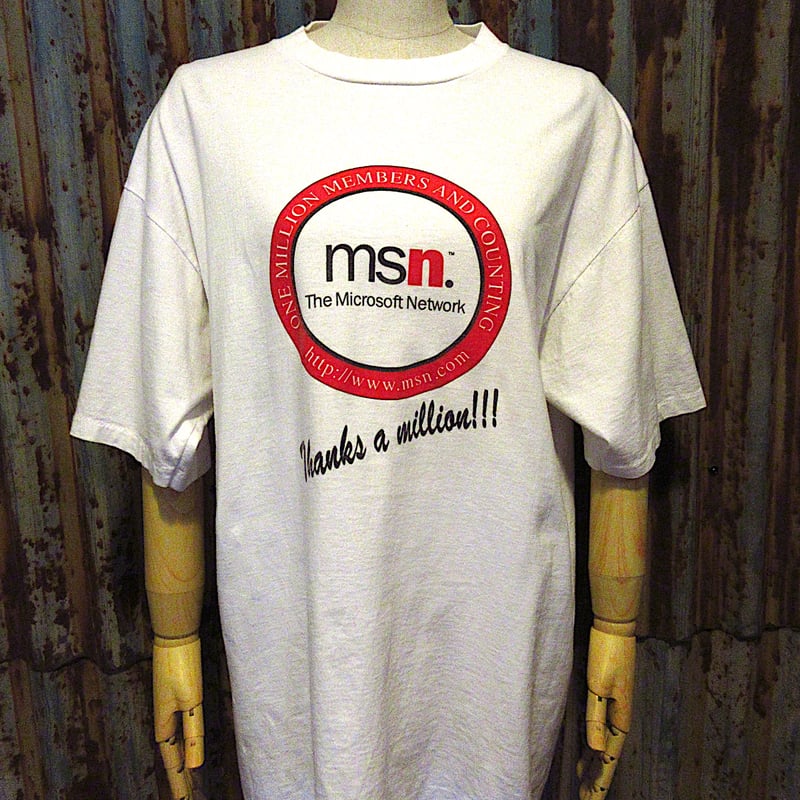 ビンテージ90's○Microsoft msn.プリントTシャツ白size XL○250627