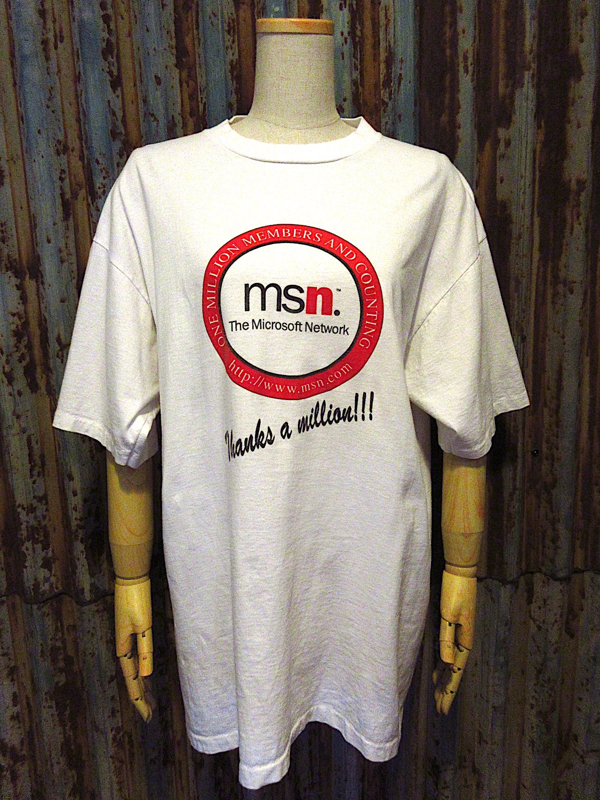 ビンテージ90's○Microsoft msn.プリントTシャツ白size XL○250627