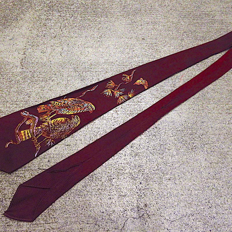ビンテージ30's40's○RAPSON鳥ハンドペイントネクタイ ビンテージ30's40's○RAPSON鳥ハンドペイントネクタイ