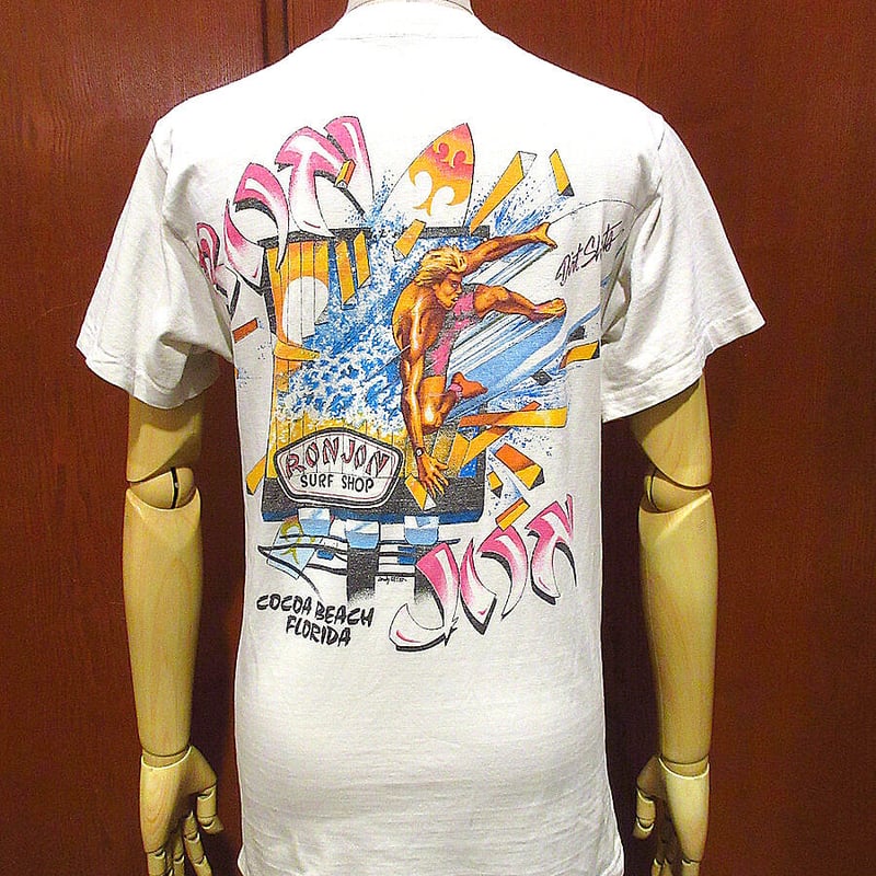RON JON Tシャツ オールドサーファー　80s サーファー　ロンジョン RONJON ロンジョン Tシャツ 水色 サーフ サーファー ショップ US