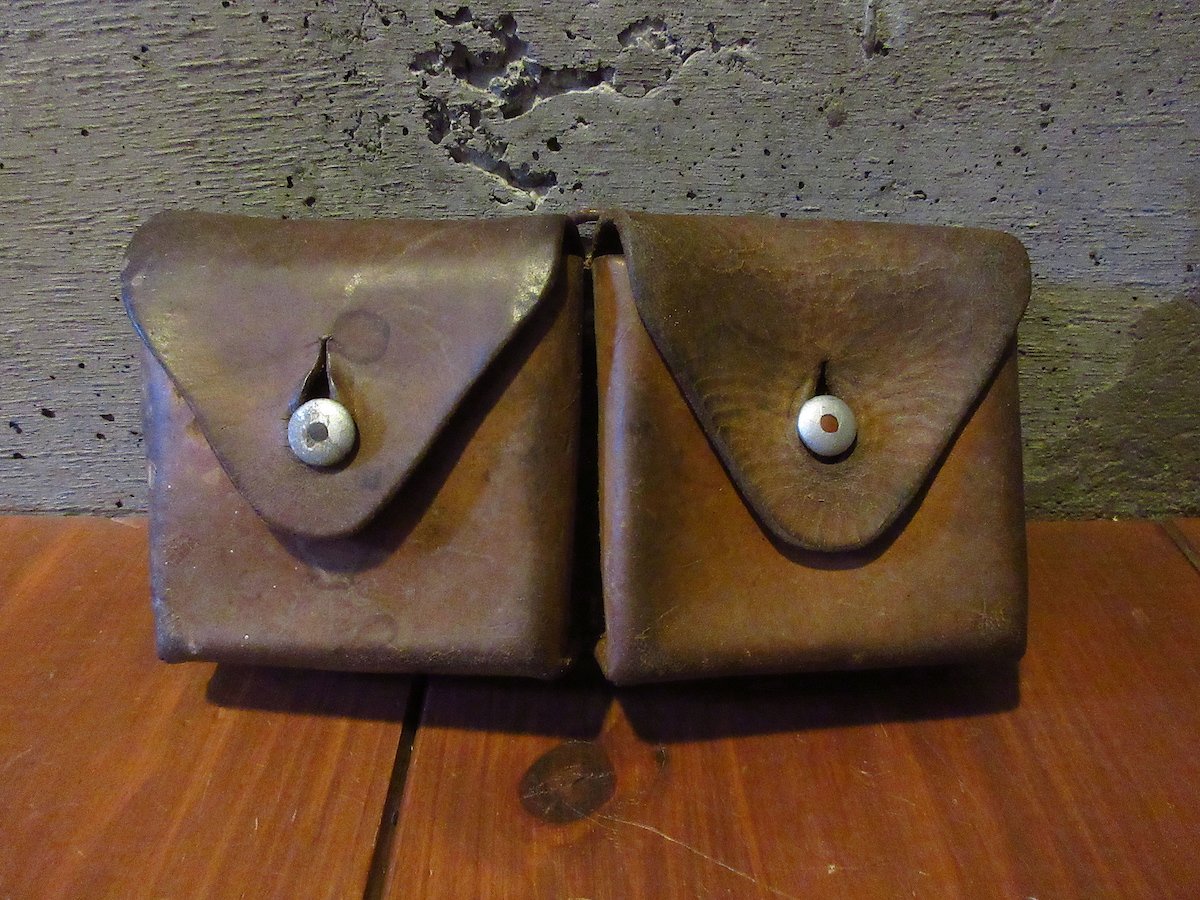 ビンテージ40's○ミリタリーレザーマガジンポーチ茶○260205d4-bag-ot