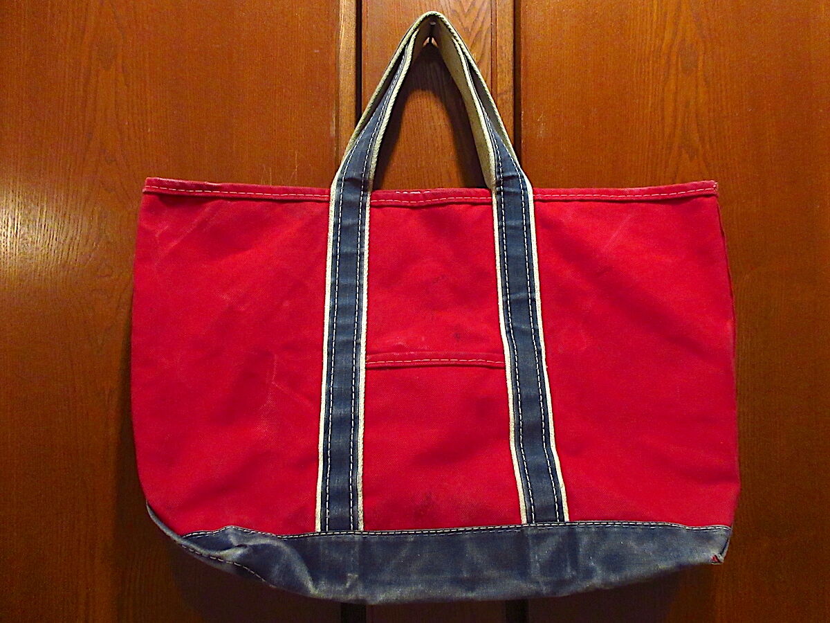ビンテージ80's○L.L.Beanキャンバスデラックストートバッグ赤×紺size