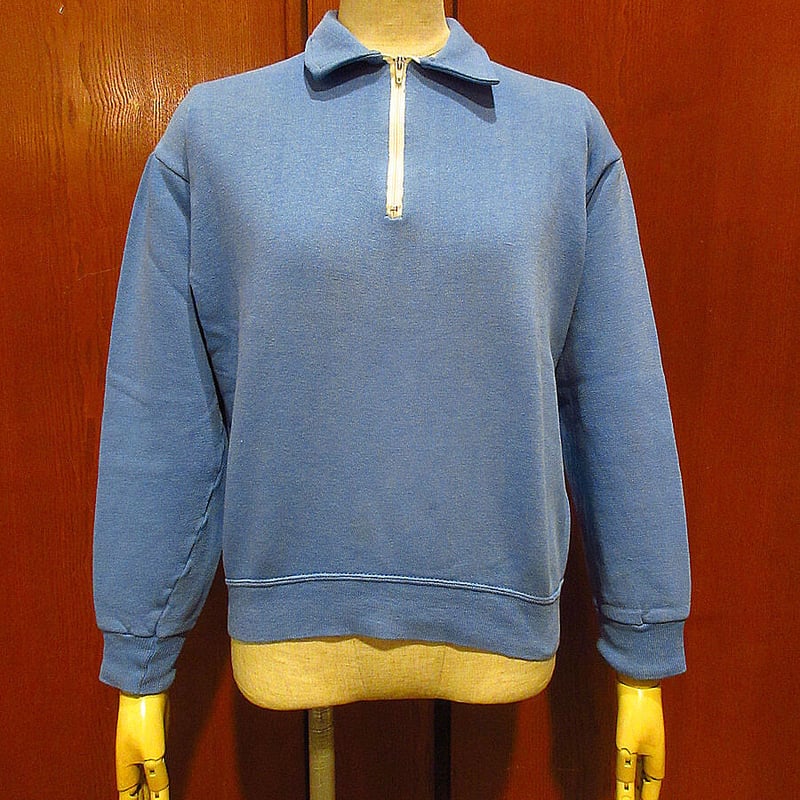 ビンテージ70's○SPRINGFOOTハーフジップスウェットサックスブルーsize