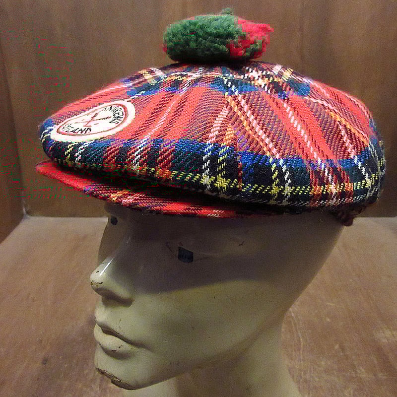 ビンテージ70's○Autocap 8パネルチェックウールキャスケット