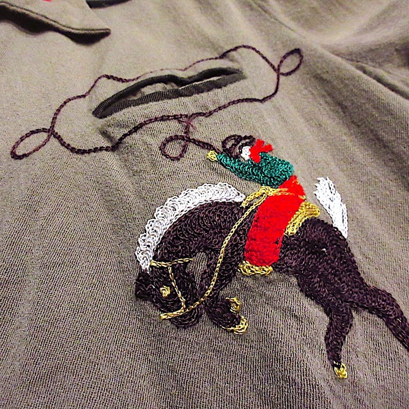 ビンテージ40's50's○レディース刺繍入りレーヨンウエスタンシャツ