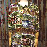 ビンテージ90's○Patagoniaヤシの木タグ コットン総柄ハワイアンシャツ