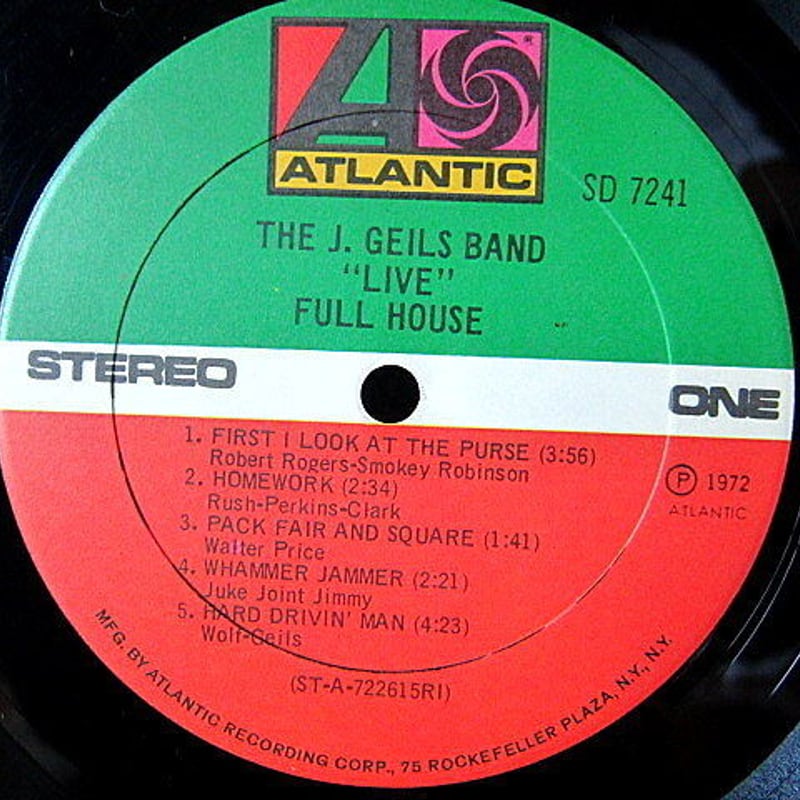 THE J.GEILS BAND○LIVE FULL HOUSE ATLANTIC SD 72