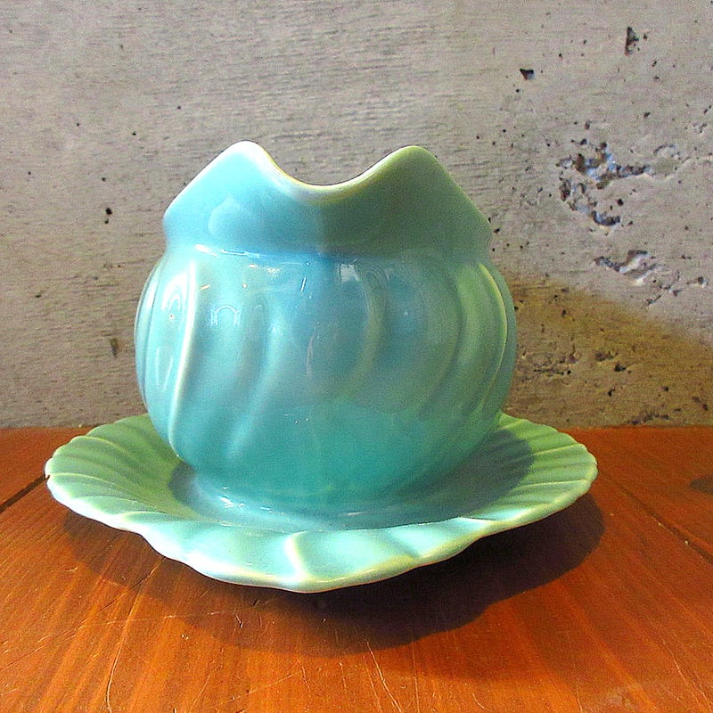 ビンテージ40's○FRANCISCAN WAREセラミックグレービーボート水色