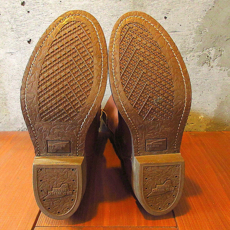 ビンテージ90's○REDWINGプリント羽根タグレザーペコスブーツ茶size 7D