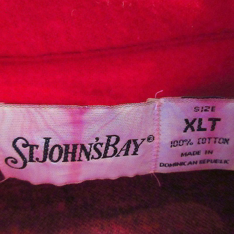 ビンテージ90's○ST JOHN'S BAYストライプコットンプリントネルシャツ