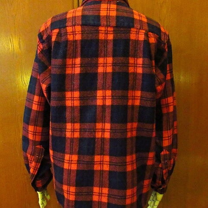 ビンテージ60's○WellingtonチェックウールループカラーシャツsizeL
