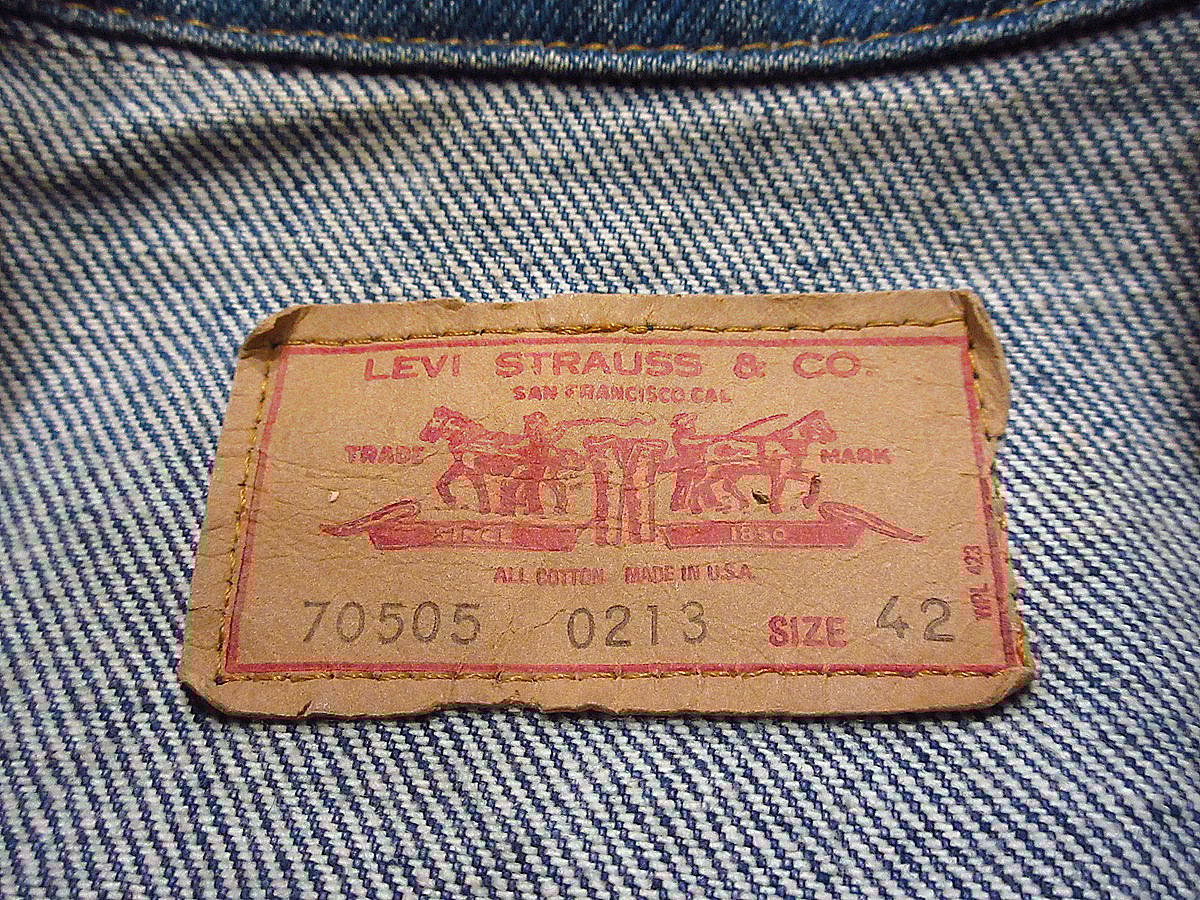 ビンテージ70's○Levi's 70505デニムジャケットsize 42 ビンテージ70's○Levi's 70505デニムジャケットsize 42