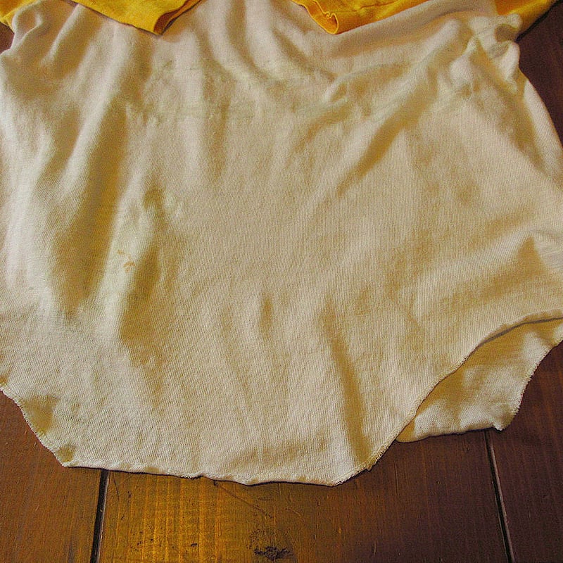 ビンテージ70's80's○STUNTS UNLIMITEDラグランTシャツ黄色×白size