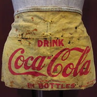 ビンテージ~60's●DRINK Coca Cola IN BOTTLESキャンバスワークエプロン黄●230905c6-apr 1960sファッション小物コカ・コーラ