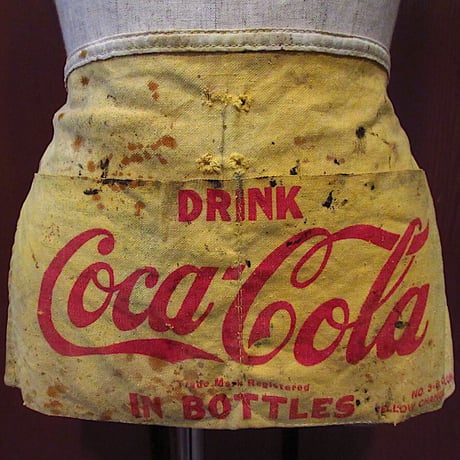 ビンテージ~60's●DRINK Coca Cola IN BOTTLESキャンバスワークエプロン黄●230905c6-apr 1960sファッション小物コカ・コーラ