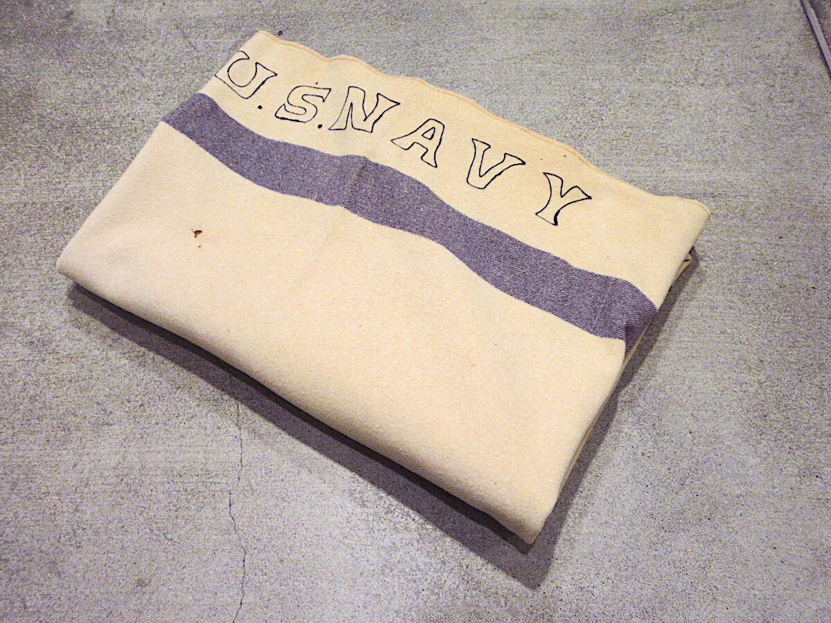 ビンテージ40's50's○U.S.NAVYウールブランケットsize 191cm×164cm