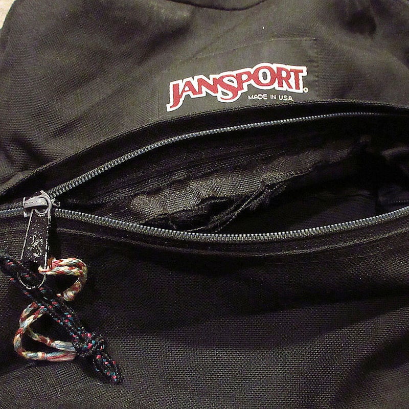 MADE IN U.S.A. JANSPORTボトムレザーナイロンバックパック黒○210319