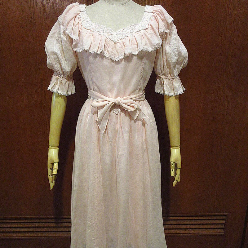 ガニーサックス系ワンピース　ヴィンテージ　vintage レディース 古着 70s USA製 GUNNE SAX 小花柄 フリル レース