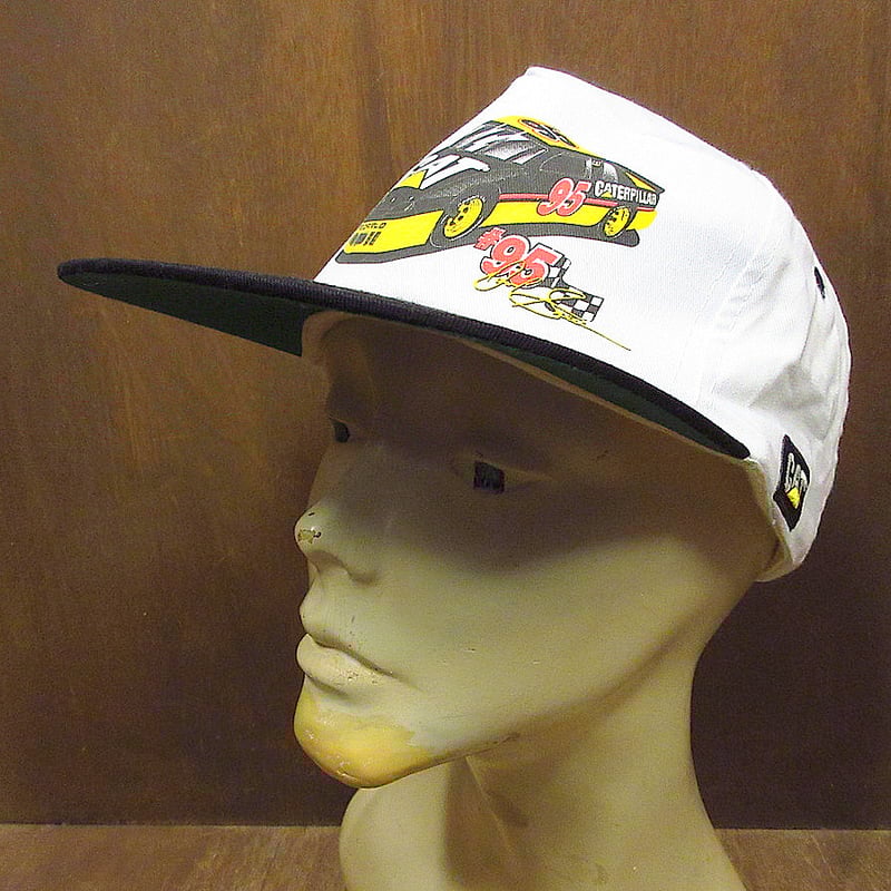 ビンテージ90's○CAT Racingスナップバックキャップ白×黒 ビンテージ90's○CAT Racingスナップバックキャップ白×黒