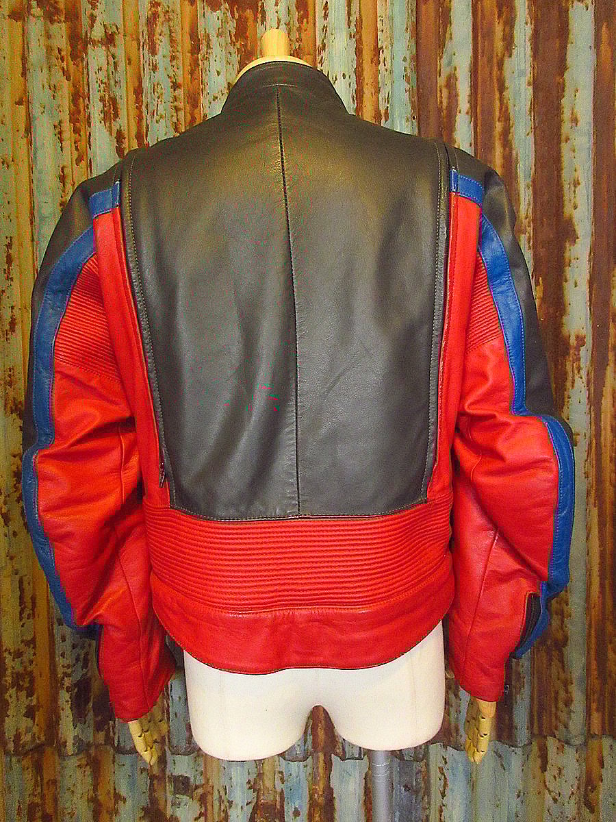 ビンテージ80's○BMWレザーレーシングスーツ黒×赤×青size L ビンテージ80's○BMWレザーレーシングスーツ黒×赤×青size L