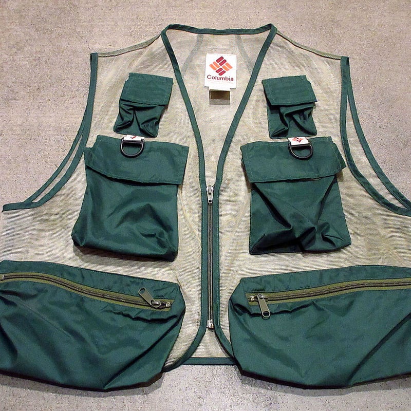 ビンテージ80's○Columbia 茶タグ メッシュフィッシングベスト L