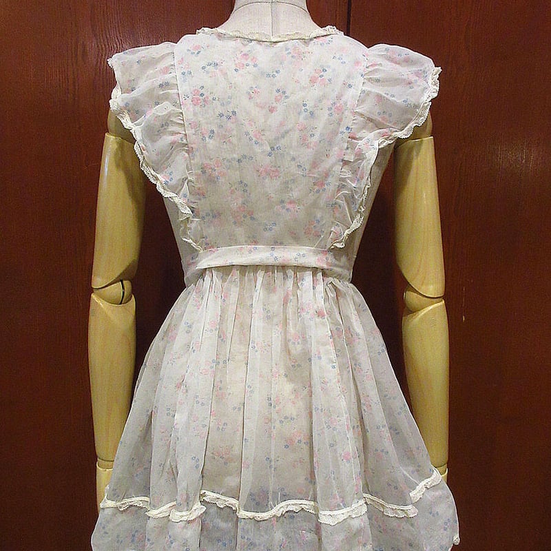 ビンテージ~40's○レディース花柄シースルーエプロン○210512s1 ビンテージ~40's○レディース花柄シースルーエプロン○210512s1