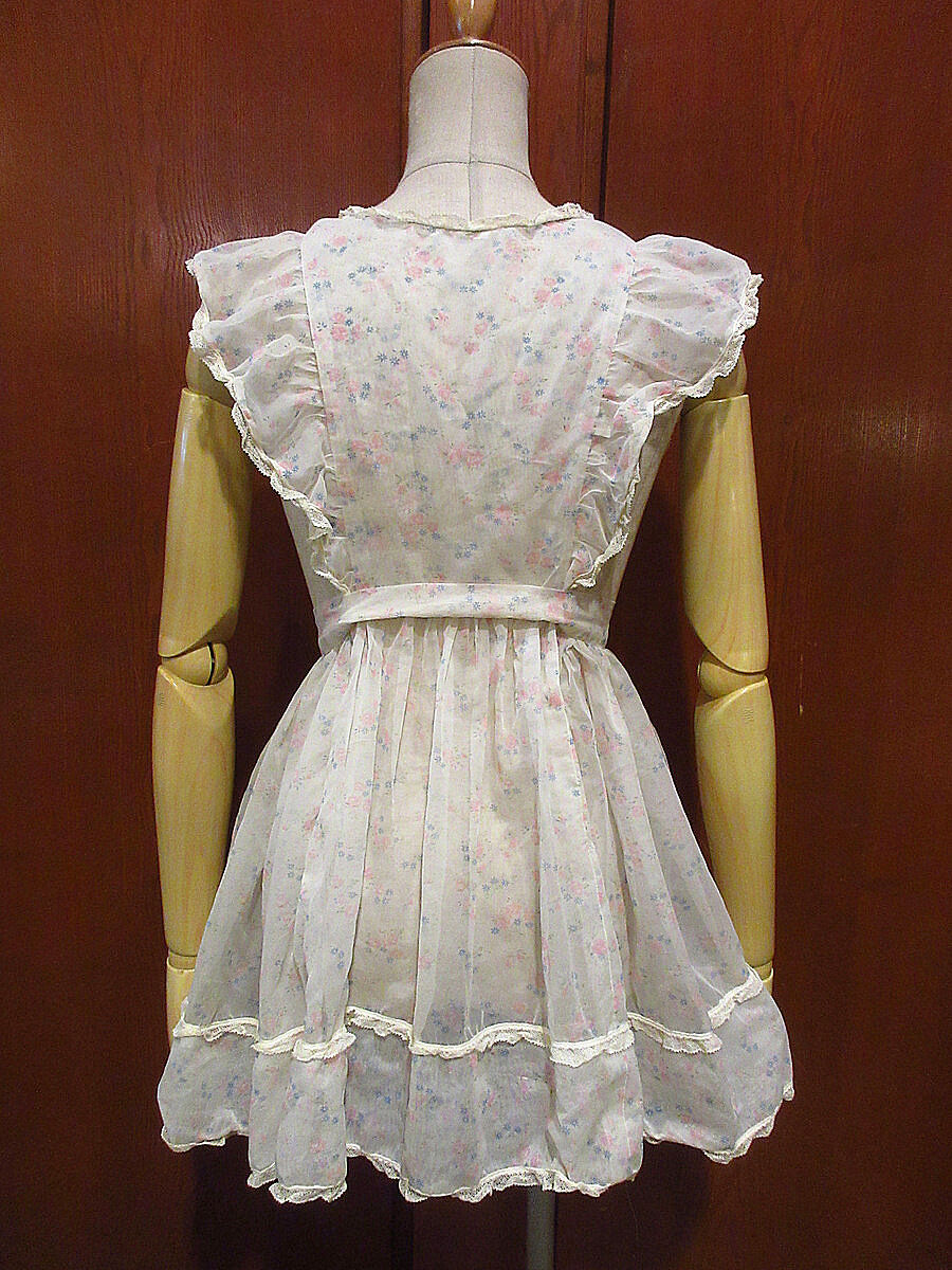 ビンテージ~40's○レディース花柄シースルーエプロン○210512s1-apr