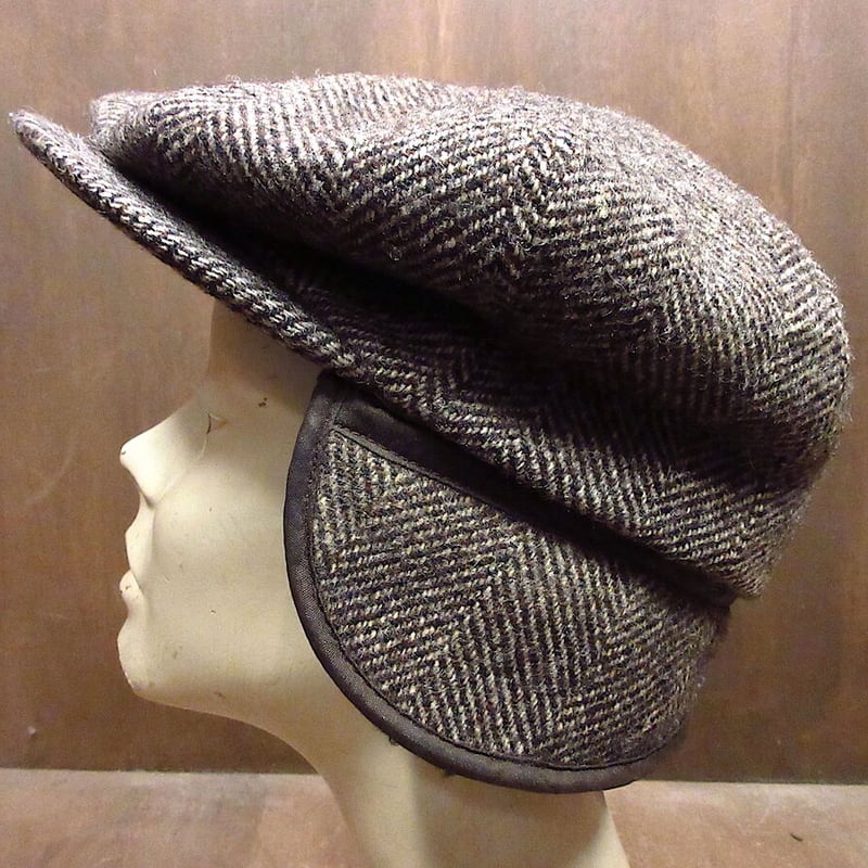 ビンテージ80's○Eddie Bauer耳当て付き8パネルツイードキャスケット