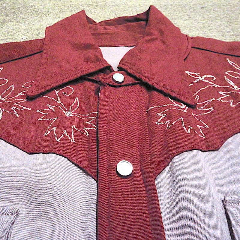 ビンテージ40's50's○刺繍入りツートンウール長袖ウエスタン ビンテージ40's50's○刺繍入りツートンウール長袖ウエスタン