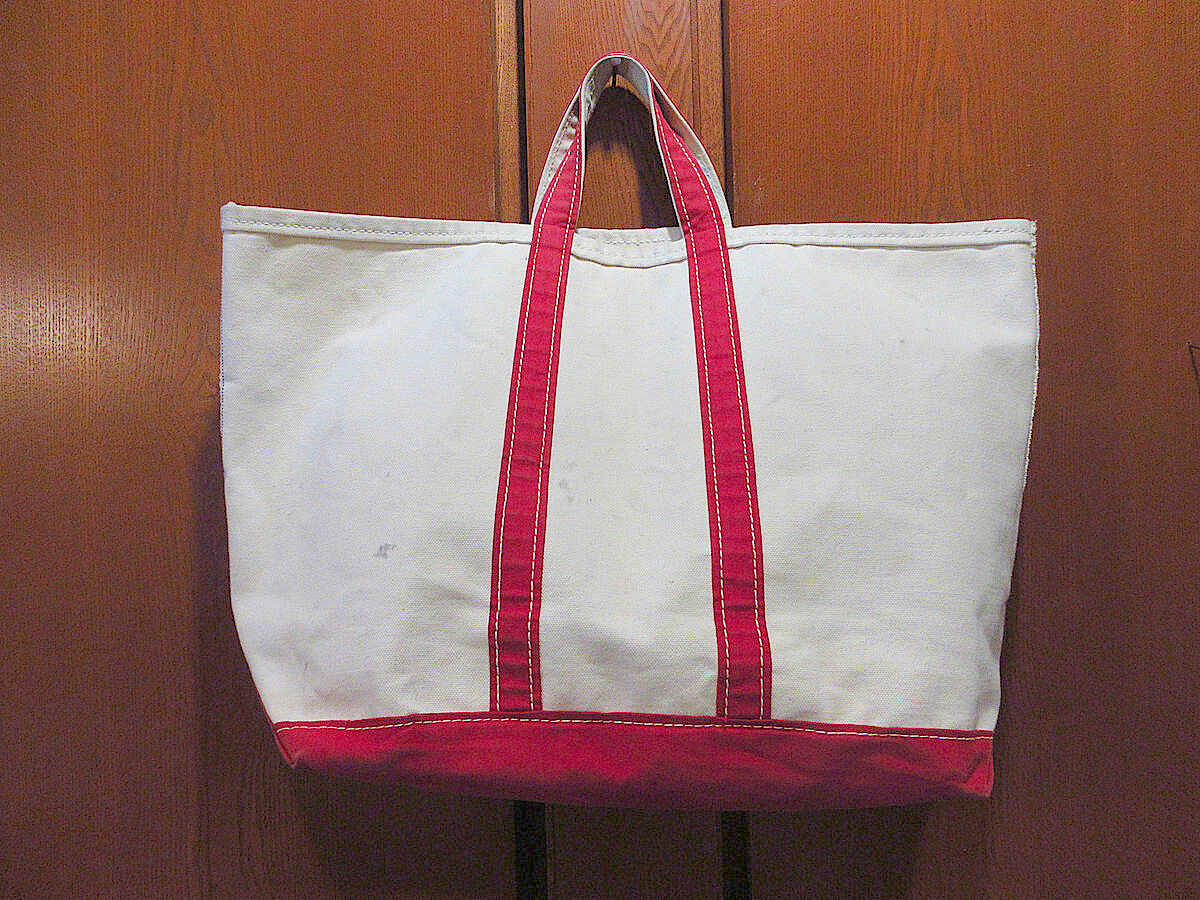 ビンテージ70's L.L.Bean筆記体タグキャンバストートバッグ赤×白