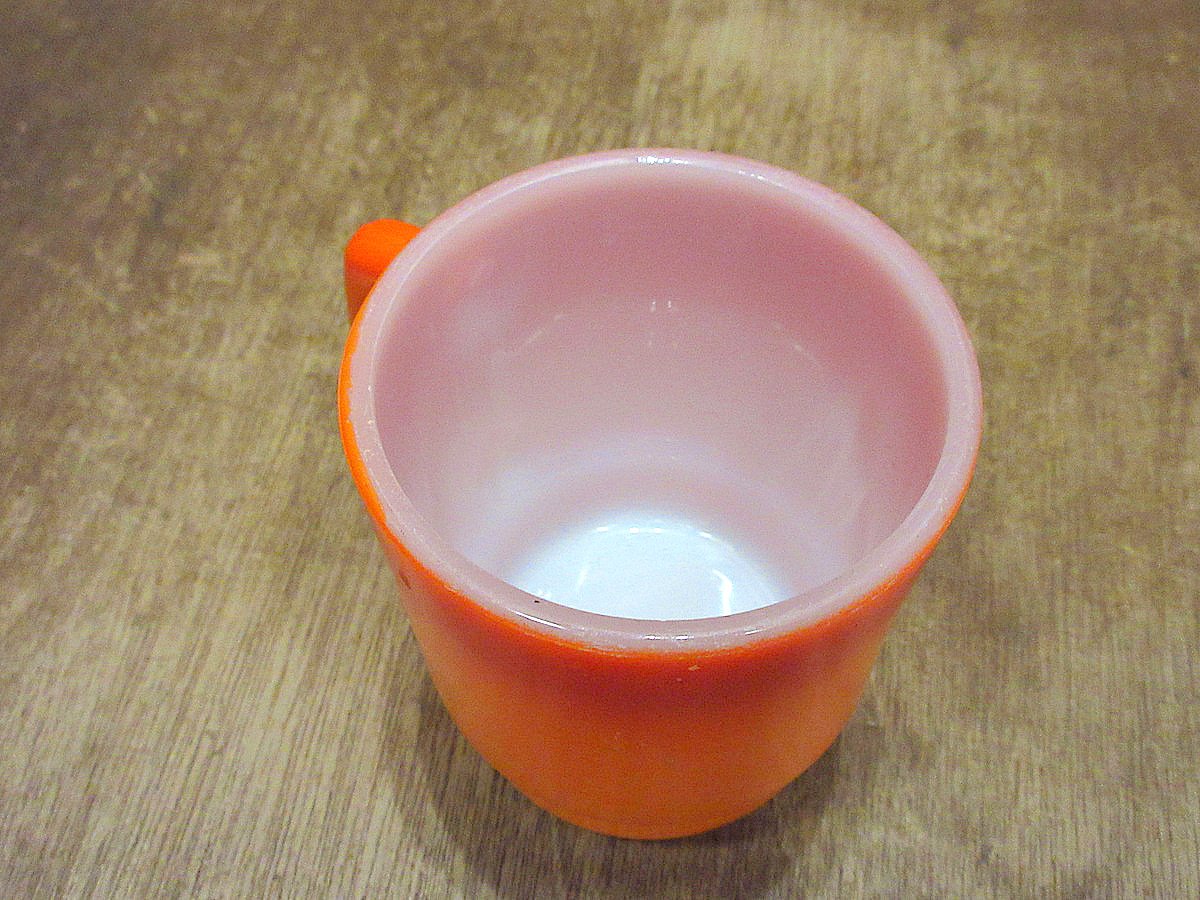 ビンテージ○Fire Kingスタッキングマグ赤×オレンジ○240316j6-frk