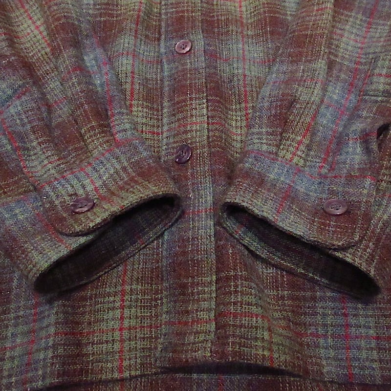ビンテージ70's○Golden LIneシャドーチェックウールシャツsize XL